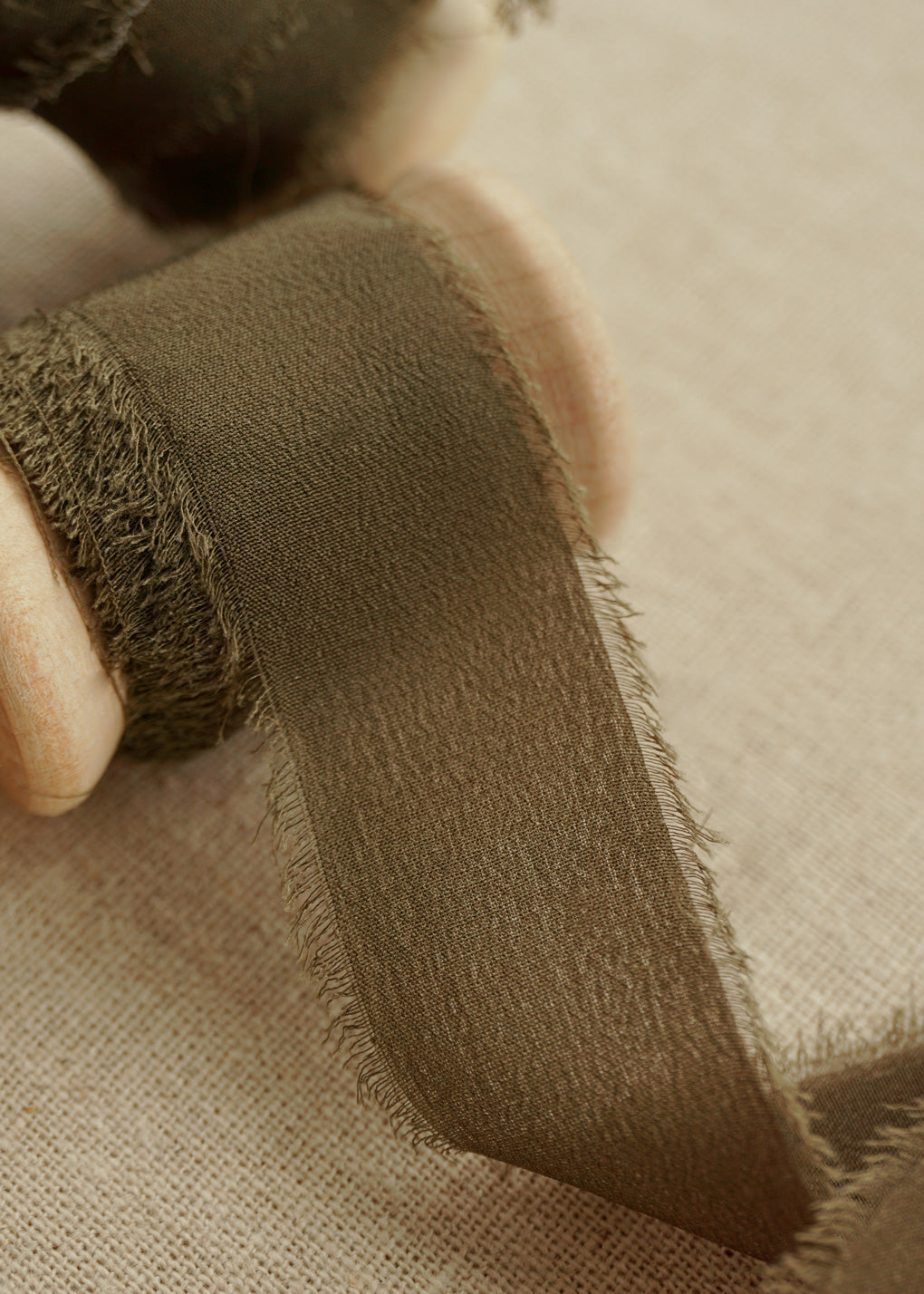 Khaki Silk Ribbon