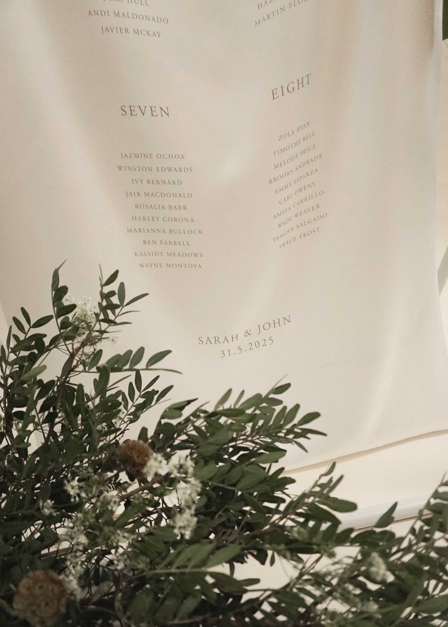 Calligraphy - Fabric Table Plan Wedding Sign