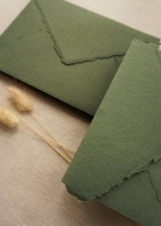Forest Green Handmade Paper Envelopes