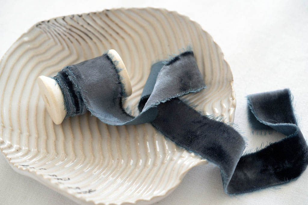 Dark Blue Silk Velvet Ribbon - northernprintingco