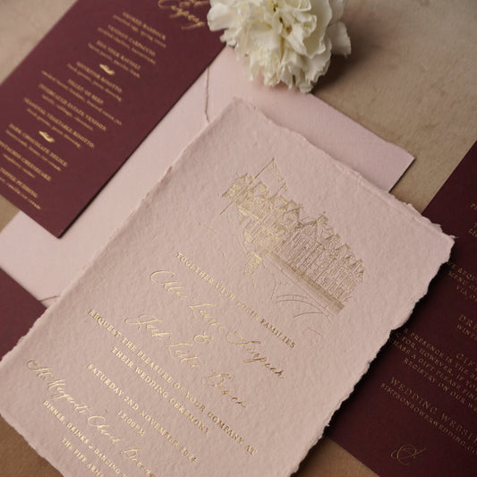 Burgundy, Blush & Gold: A Romantic Calligraphy Wedding Suite