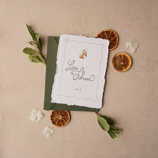 Citrus-Inspired Wedding Invitations on Handmade Paper