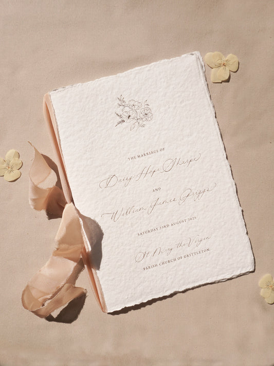 Gold Foil On-The-Day Wedding Stationery on Handmade Paper