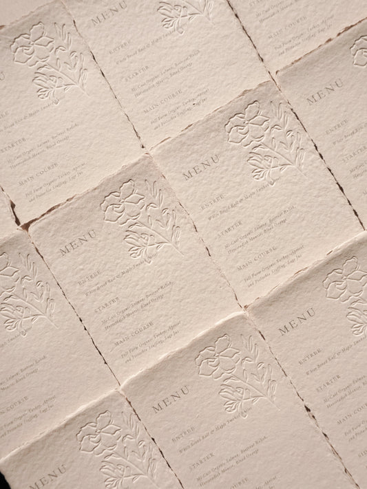 Luxury Handmade Paper Wedding Invitation Suite with Blind Letterpress Details