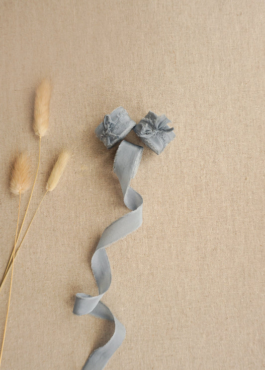 0.5 inch Dusky Blue Silk Ribbon