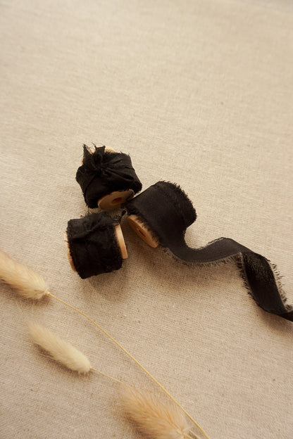0.5 Inch Black Silk Ribbon