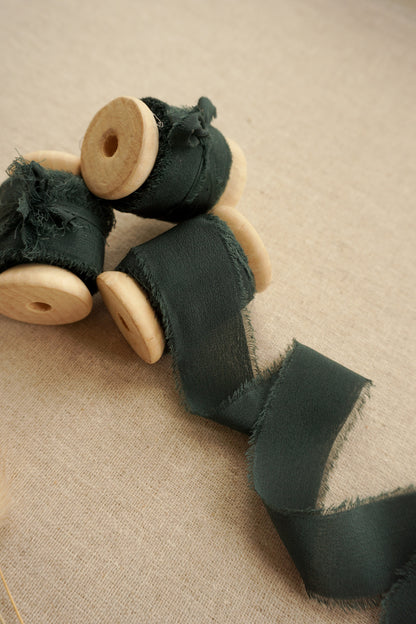 Dark Green Silk Ribbon