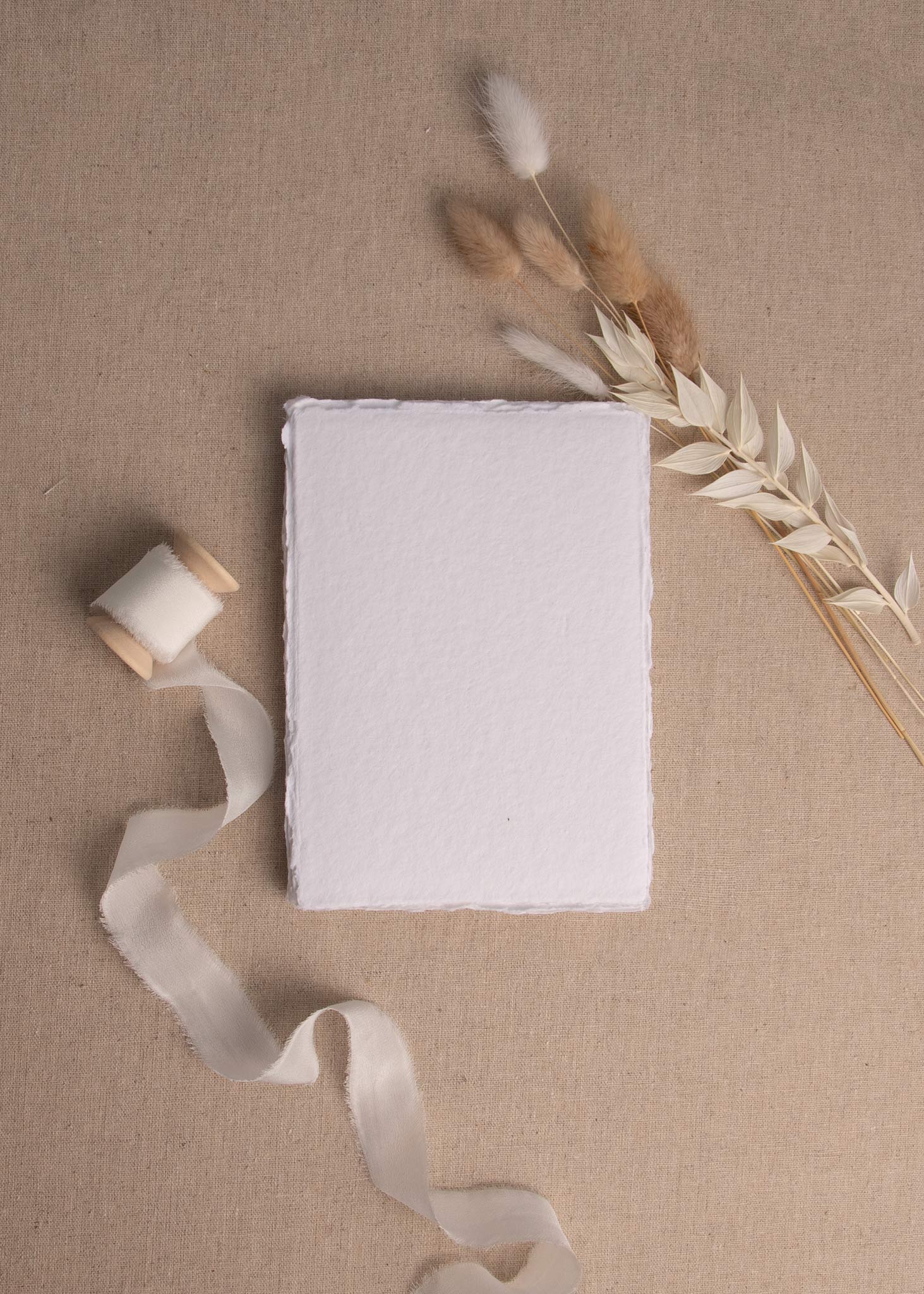 Handmade Deckle Edge Indian Cotton Paper Pack - Ivory - 25 Sheets