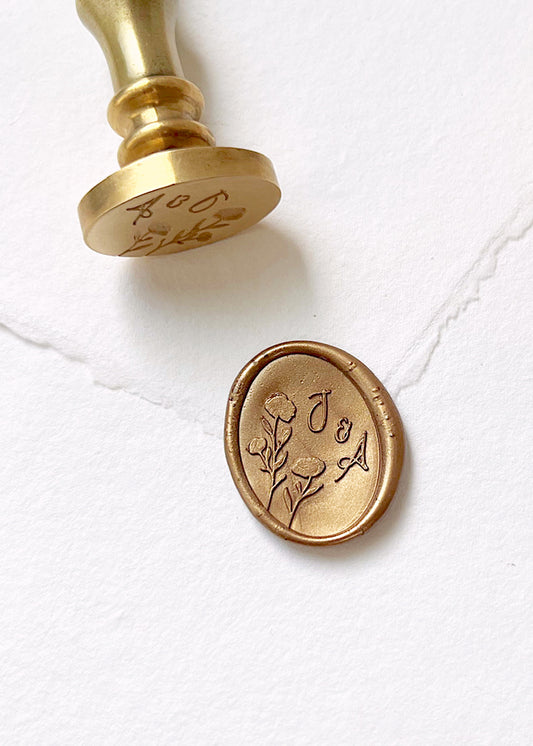 Oval Floral Corner Personalised Monogram Wax Stamper - northernprintingco