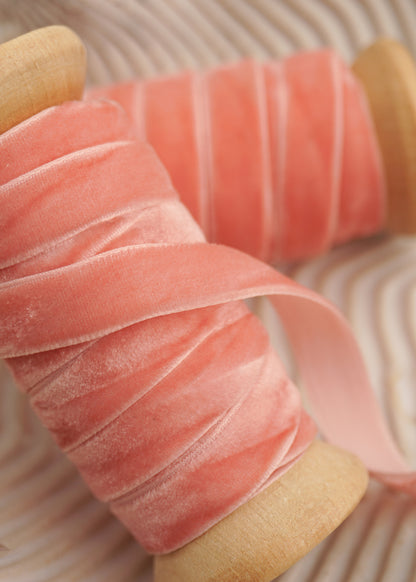 Coral Pink Velvet Satin Ribbon - northernprintingco