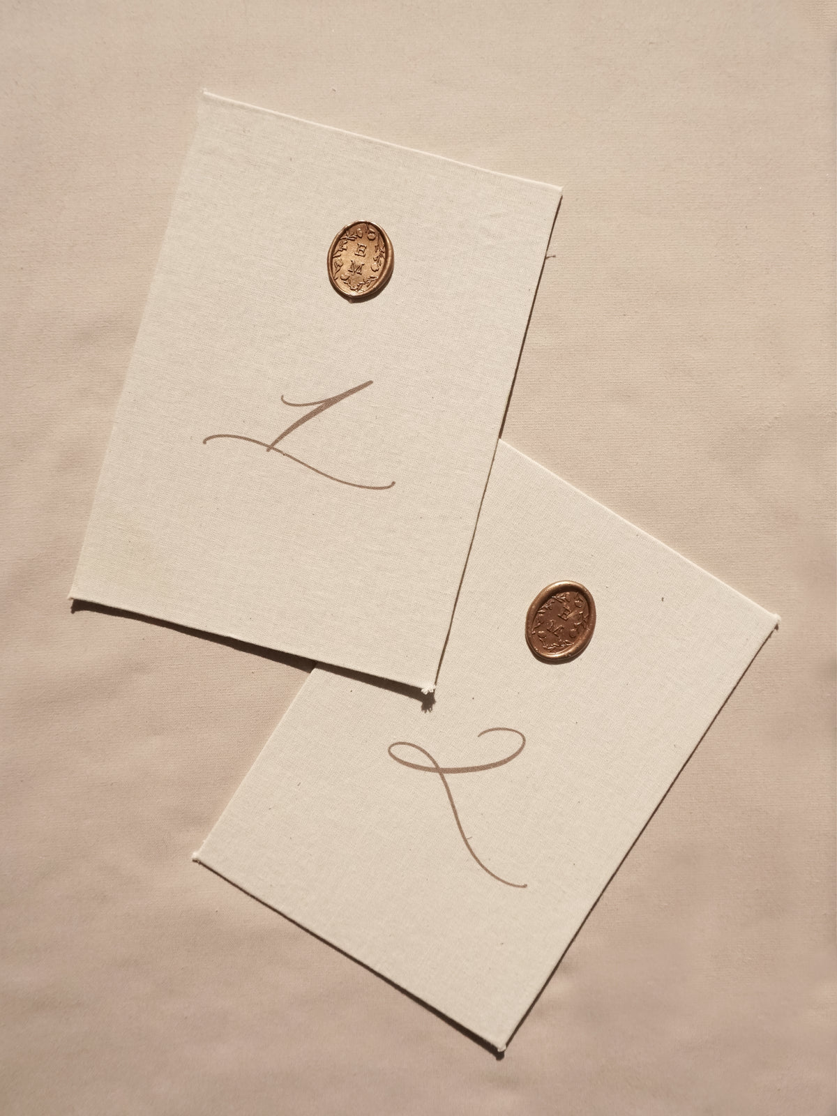 Luxury Linen Wedding Table Numbers with Custom Bronze Wax Seals ...