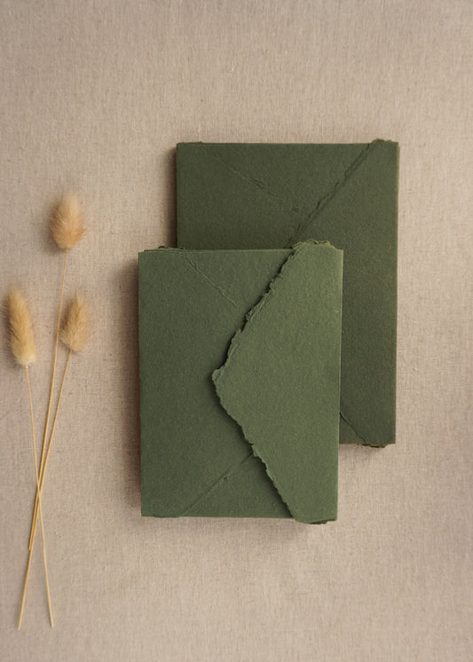 Forest Green Handmade Paper Envelopes