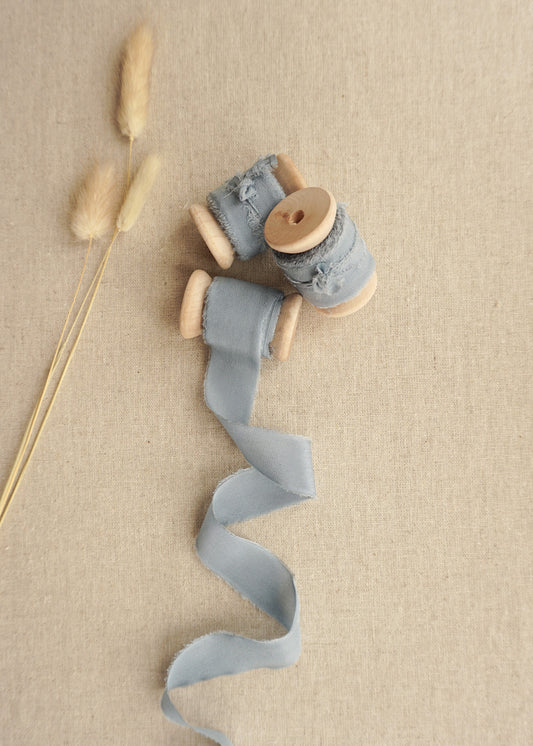 Dusky Blue Silk Ribbon