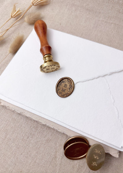 Oval Floral Border Personalised Monogram Wax Stamper
