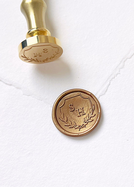Leaf Crest Personalised Monogram Wax Stamper - northernprintingco