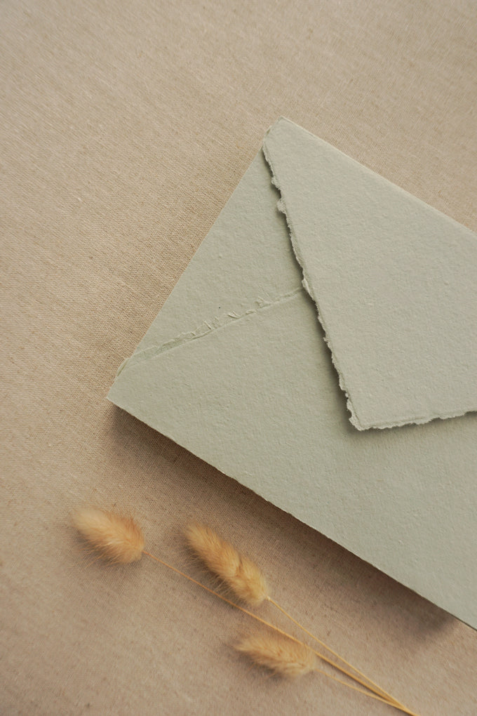 Muted Sage Handmade Paper Envelopes
