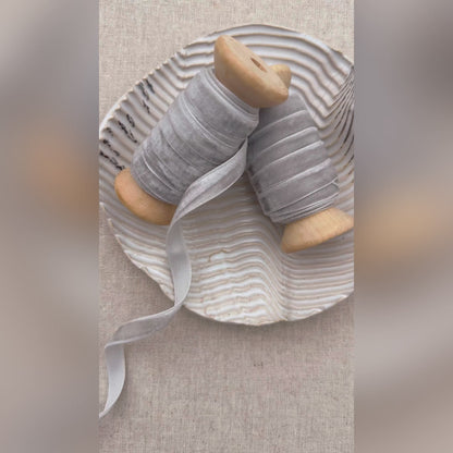 Grey Velvet Satin Ribbon