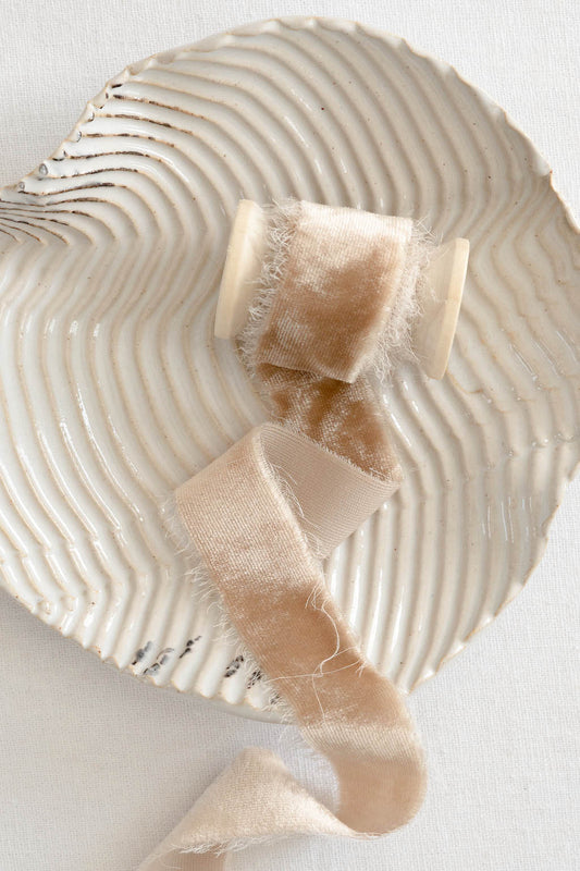 Beige Silk Velvet Ribbon - northernprintingco