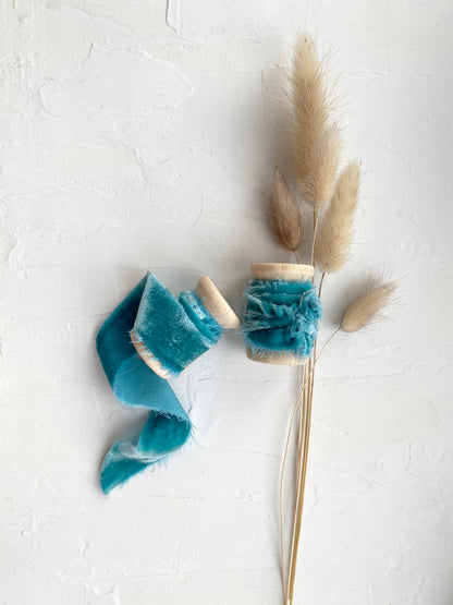 Aqua Silk Velvet Ribbon - northernprintingco