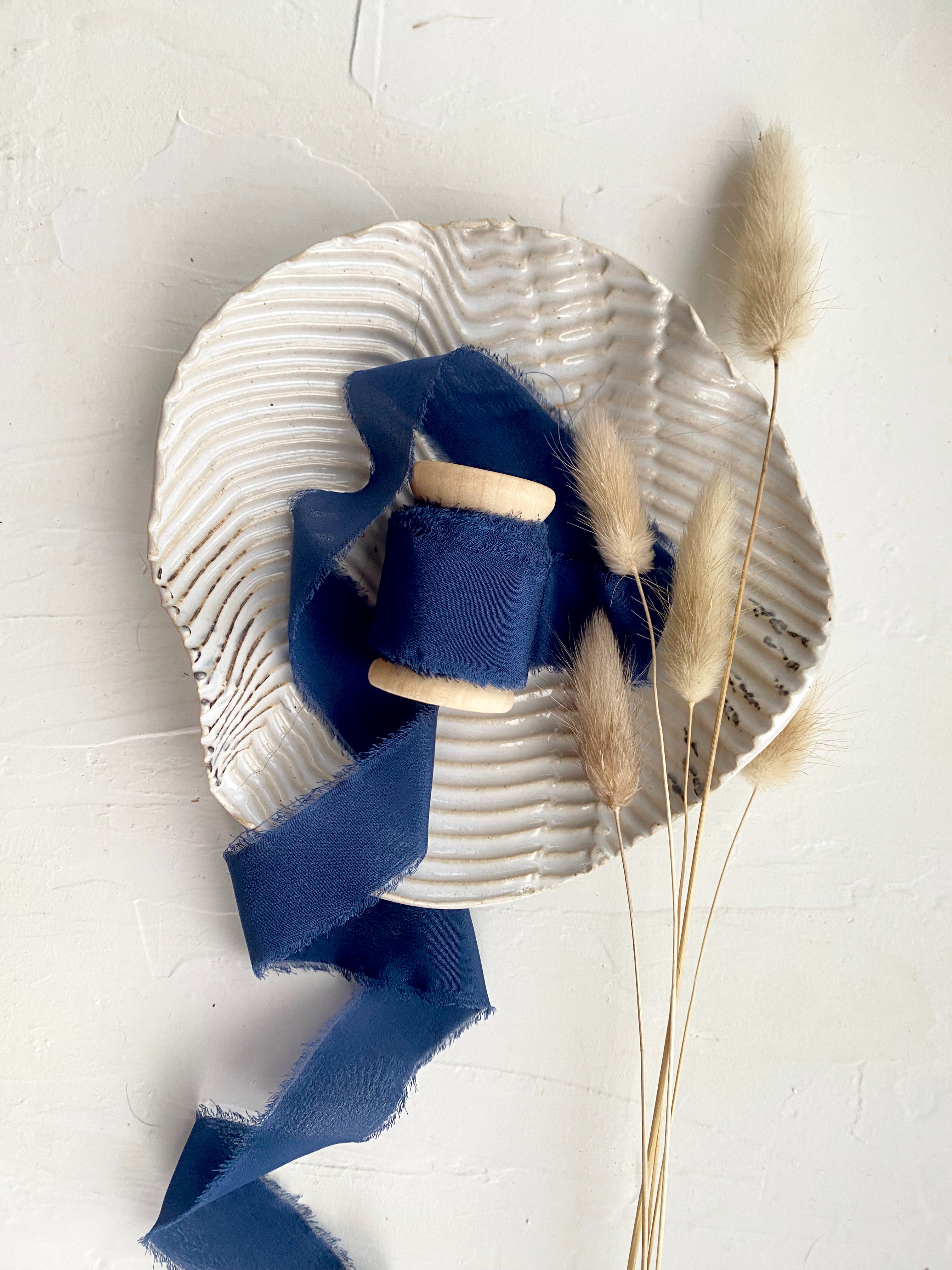 Royal blue store silk ribbon